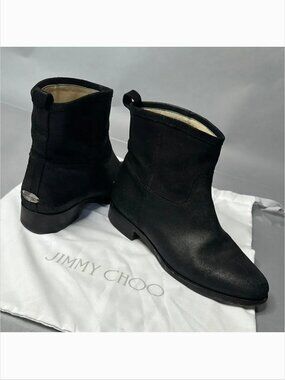 Authentic Jimmy Choo Ankle Booties | Black Suede | EU 38.5 | (A-1526)